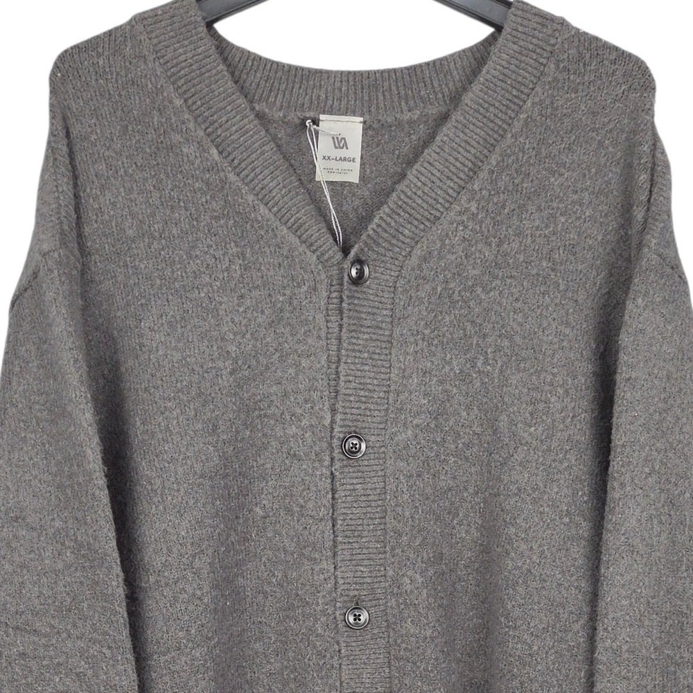 VRST Cardigan Sweater Mens XXL‎ Gray Button Front Knit Soft Stretch Cozy NWOT